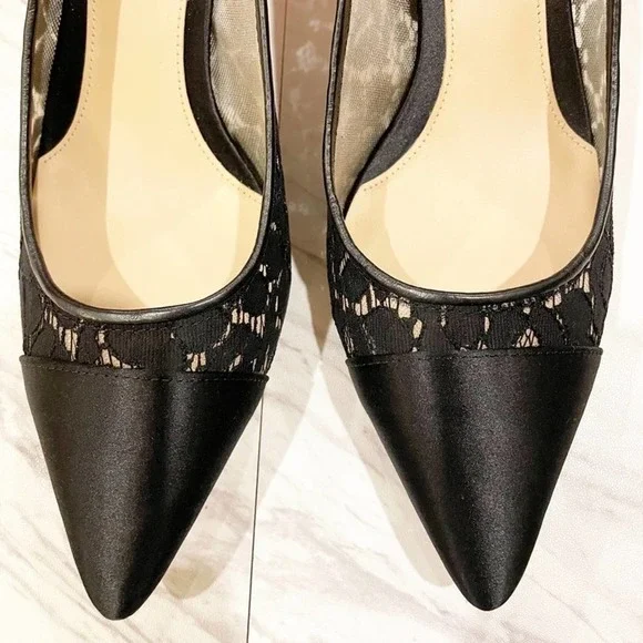 Tory Burch Glenna Pump Lace/Satin Black Size 10.5 - Picture 4 of 15